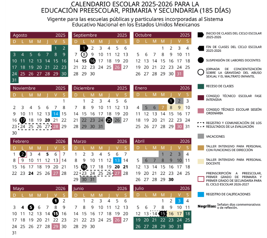 Calendario escolar 2025-2026